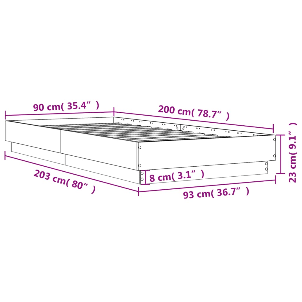 Giroletto senza Materasso Rovere Sonoma 90x200 cm in Truciolato | homemem39
