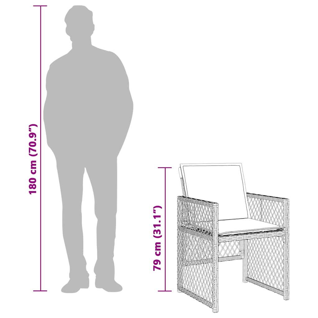 Set da Pranzo da Giardino 13pz con Cuscini Grigio in Polyrattan | homemem39