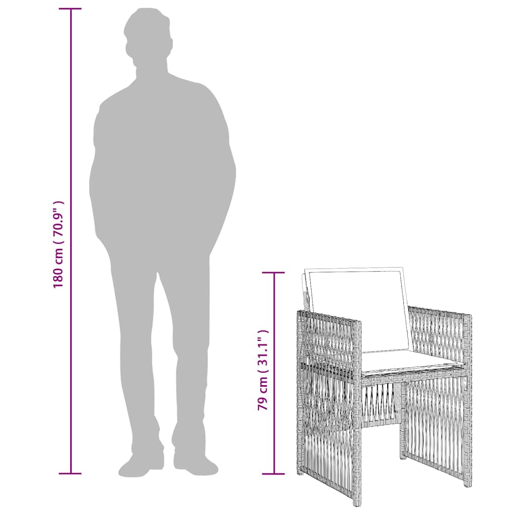 Set Pranzo da Giardino 5pz con Cuscini Grigio Chiaro Polyrattan | homemem39