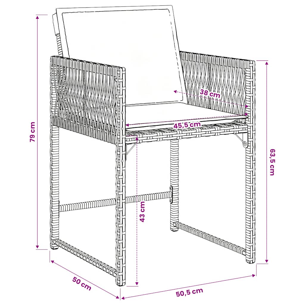 Set da Pranzo da Giardino 5 pz Nero con Cuscini in Polyrattan | homemem39