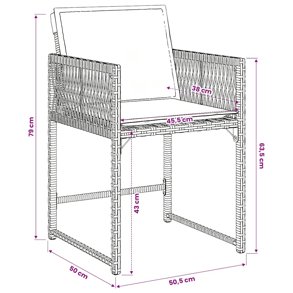 Set da Pranzo da Giardino 5 pz Nero con Cuscini in Polyrattan | homemem39