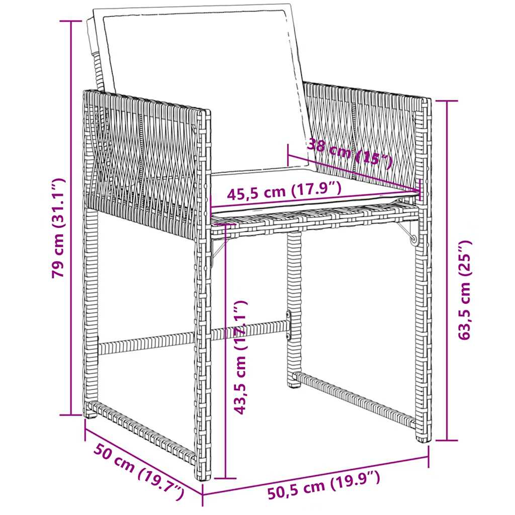 Set da Pranzo da Giardino 7pz con Cuscini in Polyrattan Marrone | homemem39