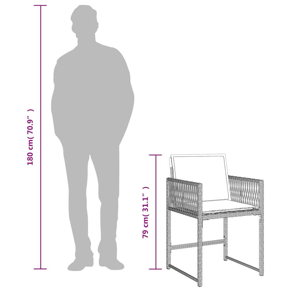 Set da Pranzo da Giardino 7 pz Cuscini Polyrattan Grigio Chiaro | homemem39