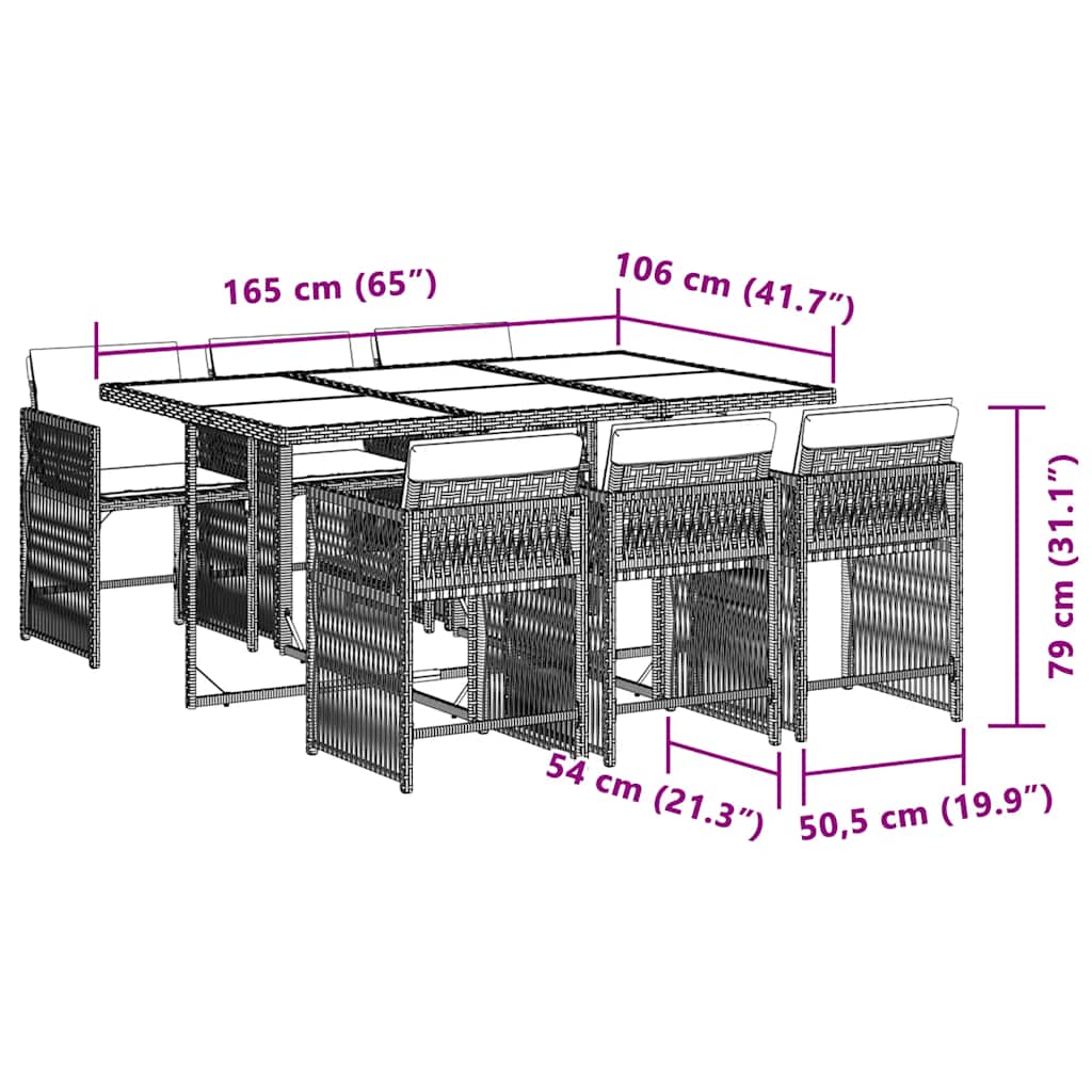 Set Pranzo da Giardino 7 pz con Cuscini Beige Misto Polyrattan - homemem39