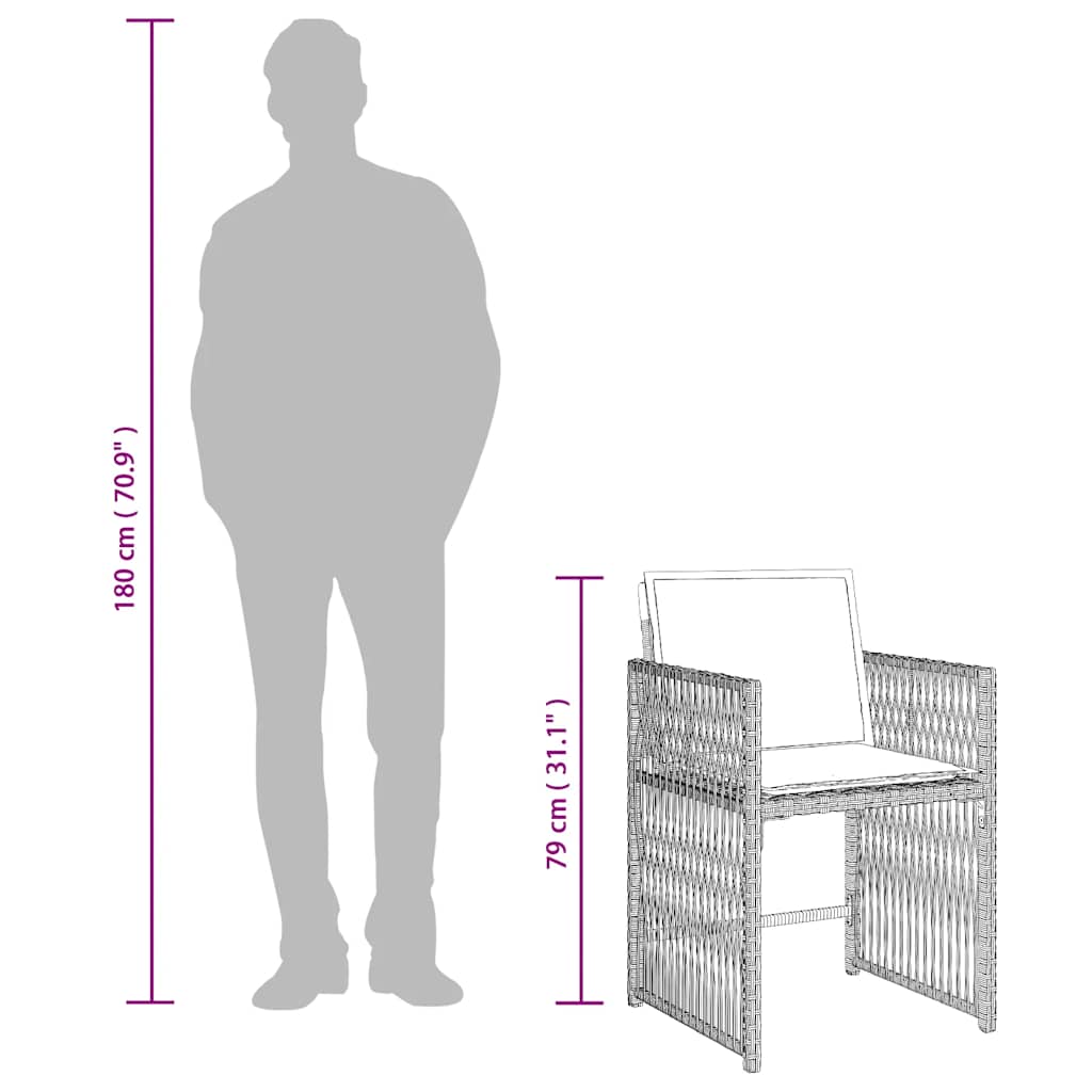 Set da Pranzo da Giardino 15 pz con Cuscini Grigio Polyrattan | homemem39