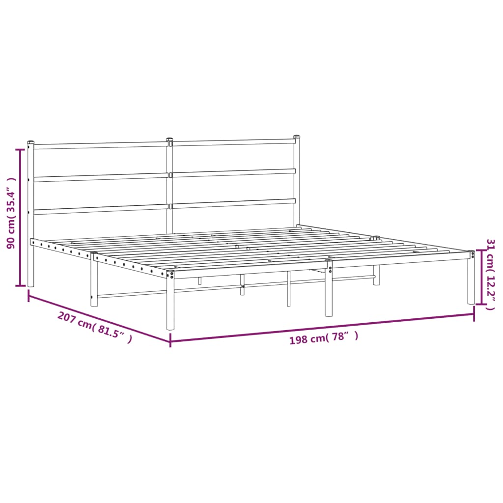Giroletto con Testiera in Metallo Nero 193x203 cm | homemem39