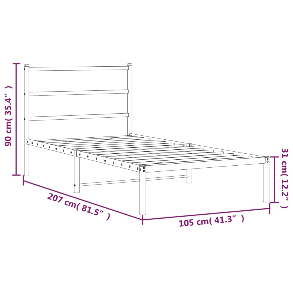 Giroletto con Testiera Metallo Bianco 100x200 cm | homemem39