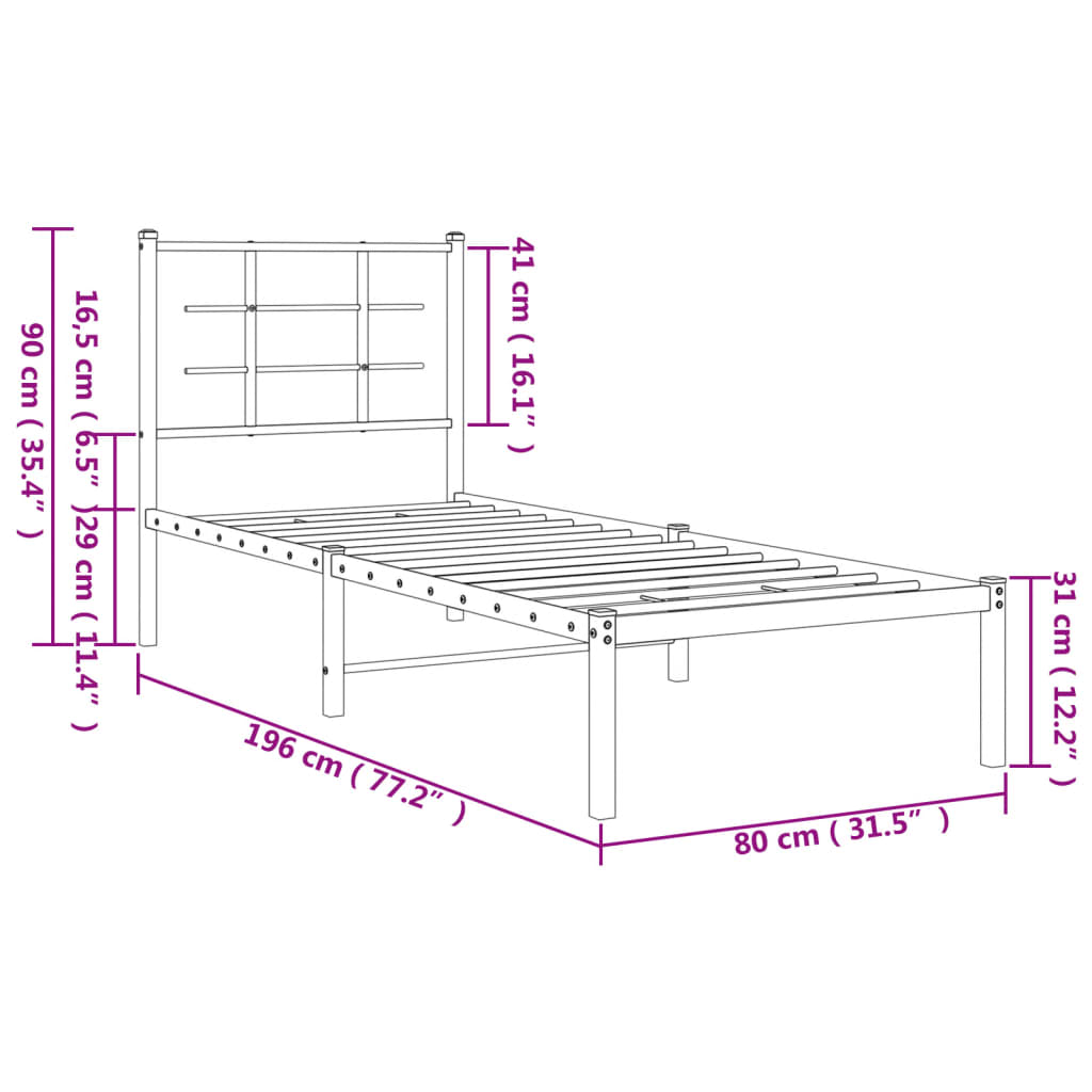 Giroletto con Testiera in Metallo Nero 75x190 cm | homemem39
