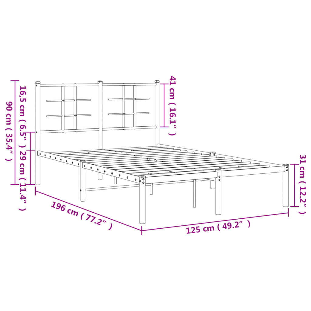 Giroletto con Testiera in Metallo Nero 120x190 cm | homemem39