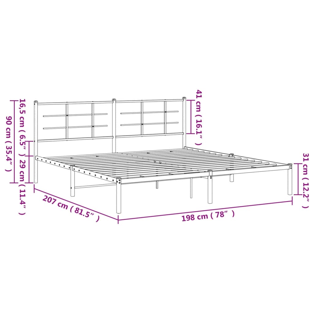 Giroletto con Testiera in Metallo Nero 193x203 cm | homemem39
