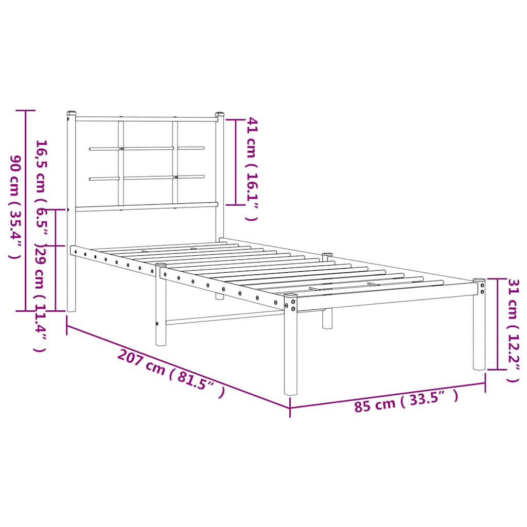 Giroletto con Testiera Metallo Bianco 80x200 cm | homemem39