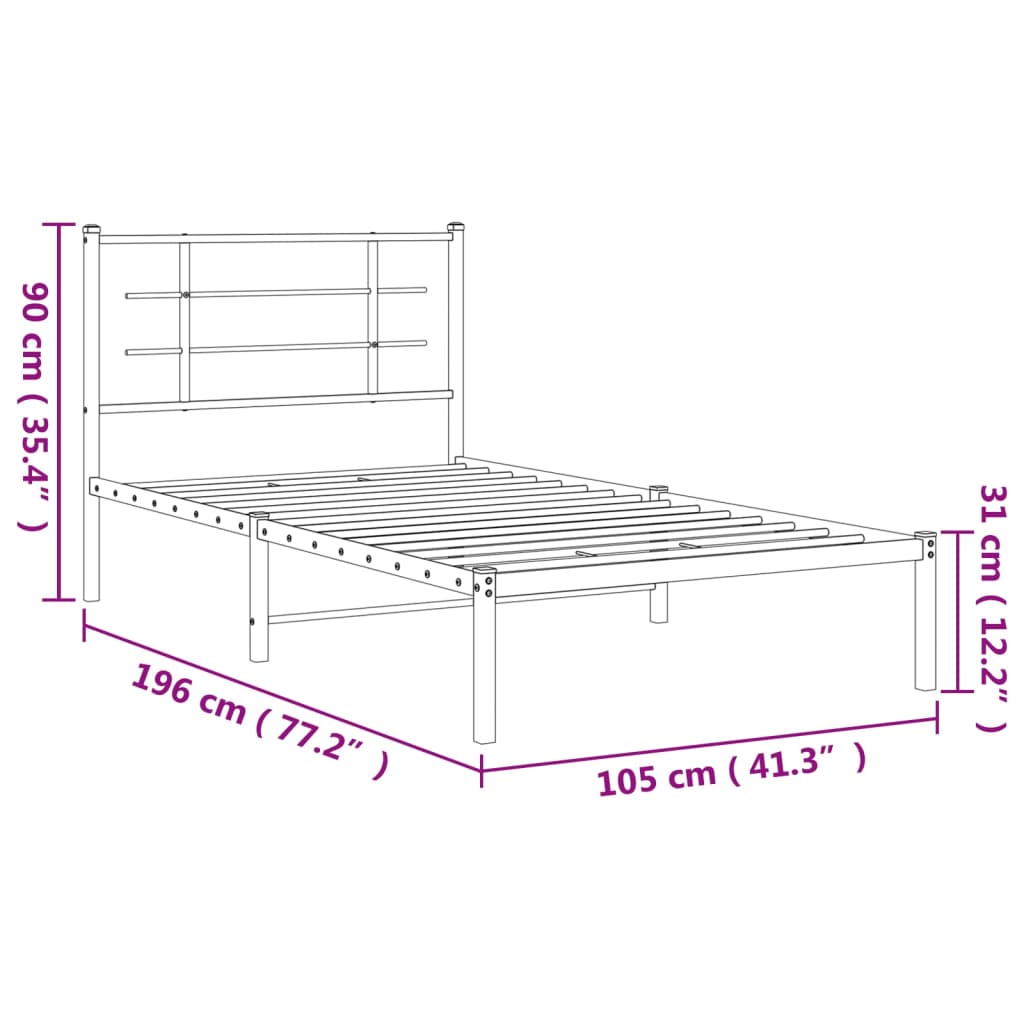 Giroletto con Testiera Metallo Bianco 100x190 cm | homemem39