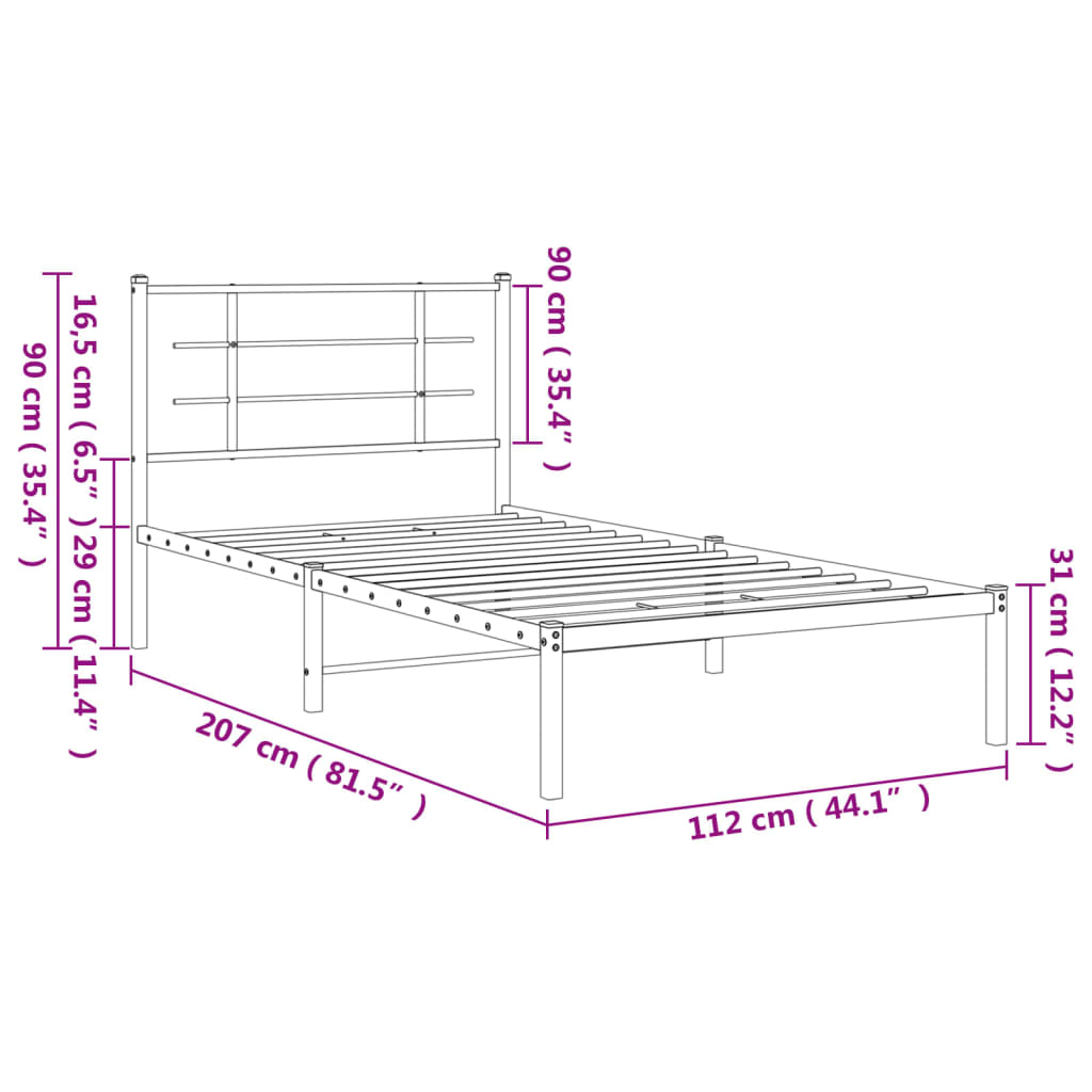 Giroletto con Testiera Metallo Bianco 107x203 cm | homemem39
