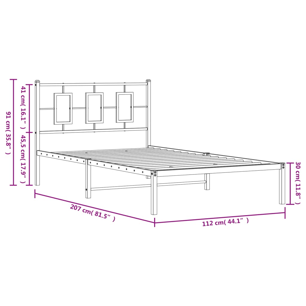 Giroletto con Testiera in Metallo Nero 107x203 cm | homemem39