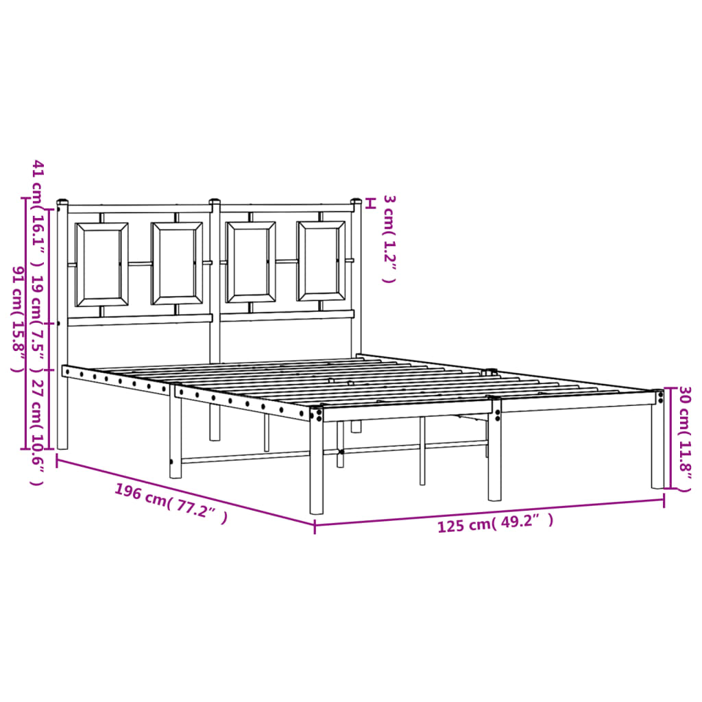 Giroletto con Testiera in Metallo Nero 120x190 cm | homemem39