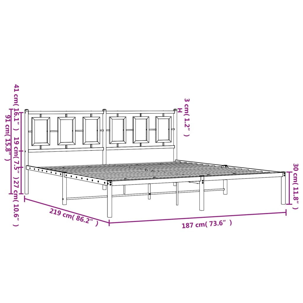 Giroletto con Testiera in Metallo Nero 183x213 cm | homemem39