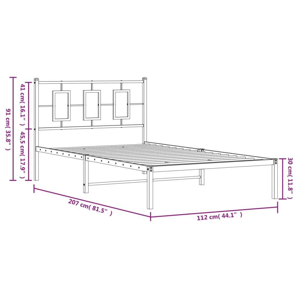 Giroletto con Testiera Metallo Bianco 107x203 cm