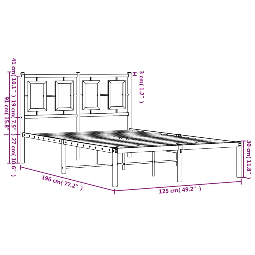 Giroletto con Testiera Metallo Bianco 120x190 cm | homemem39