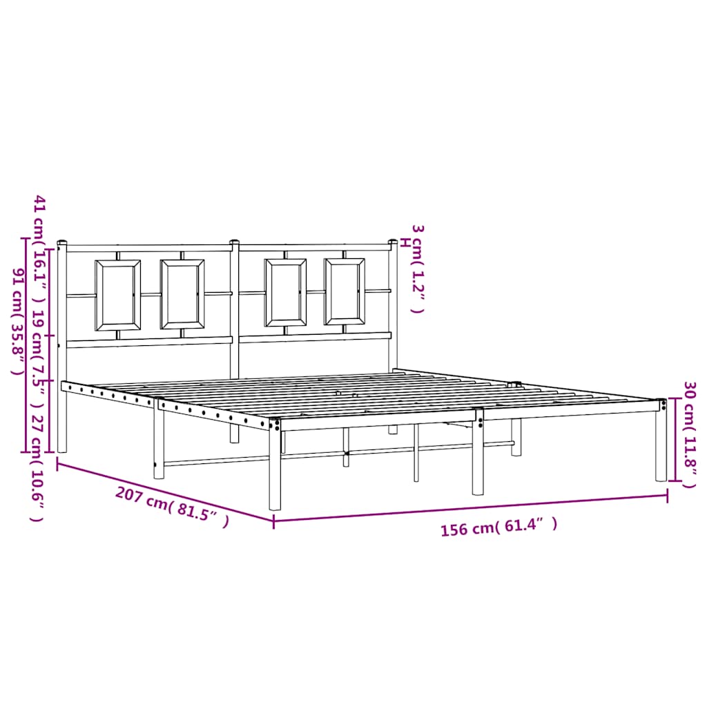 Giroletto con Testiera Metallo Bianco 150x200 cm | homemem39