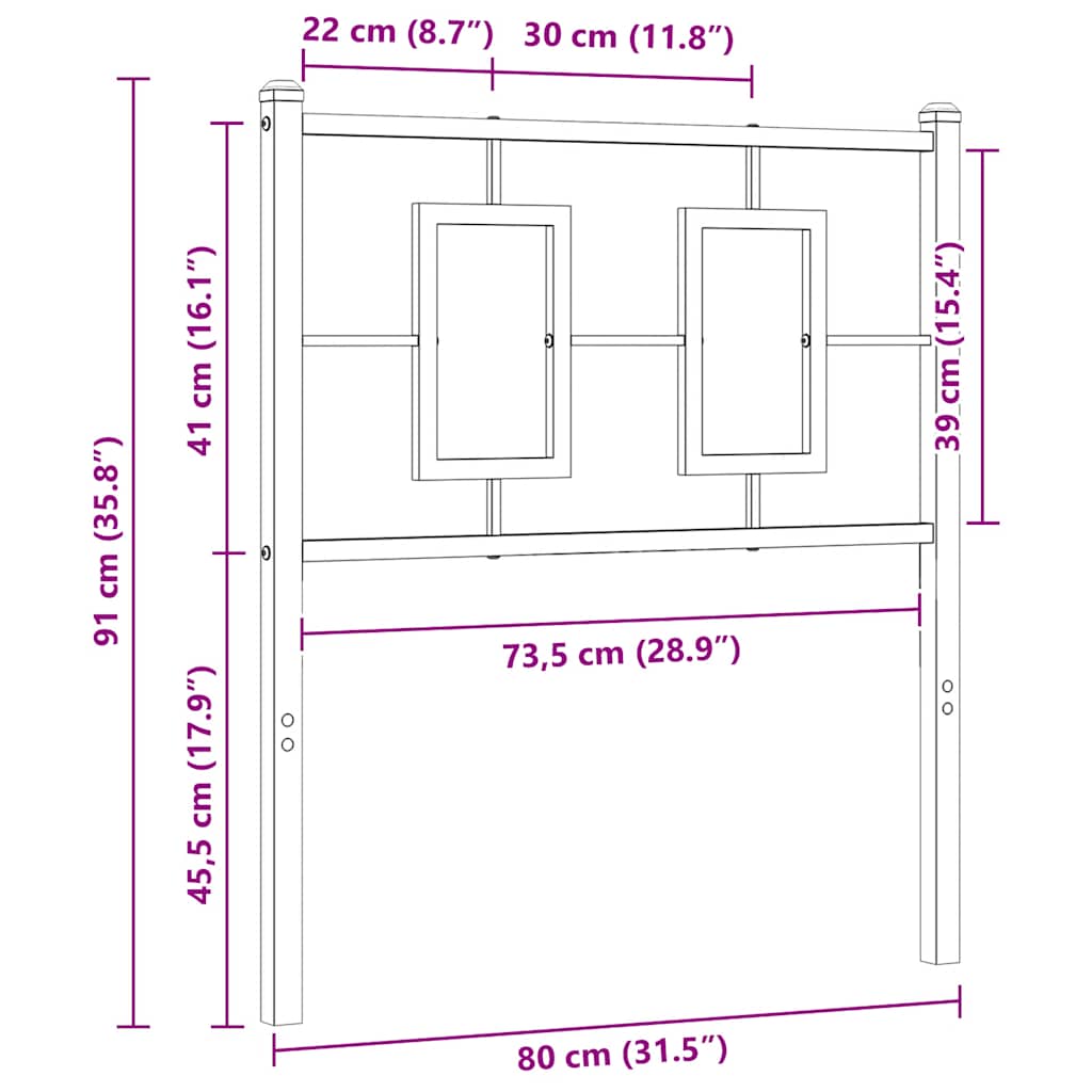 Testiera di Ricambio in Metallo Bianco 75 cm | homemem39