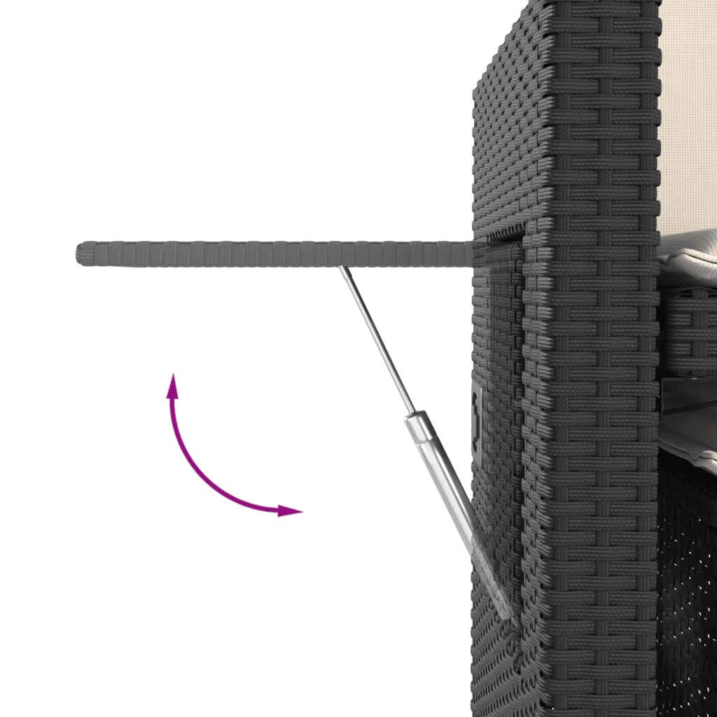 Panca Reclinabile da Giardino con Cuscini Nera in Polyrattan - homemem39