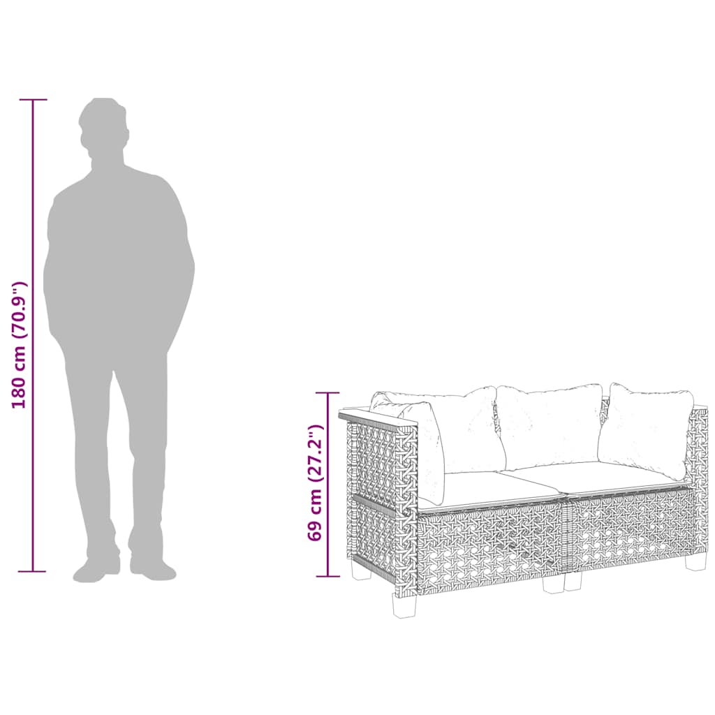 Divani Angolari da Giardino con Cuscini 2 Beige Polyrattan