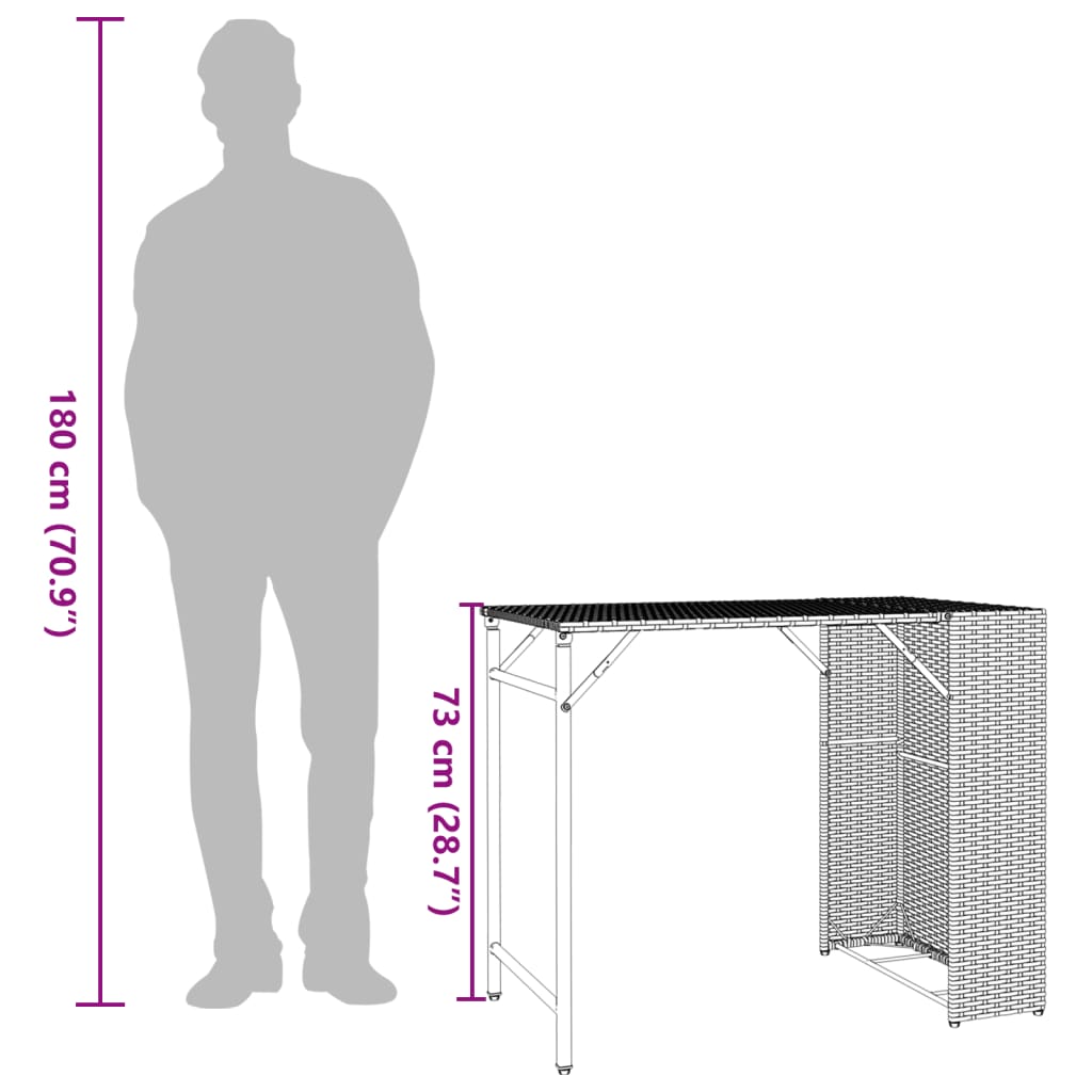 Set da Pranzo da Giardino Pieghevole 5 pz Marrone in Polyrattan | homemem39