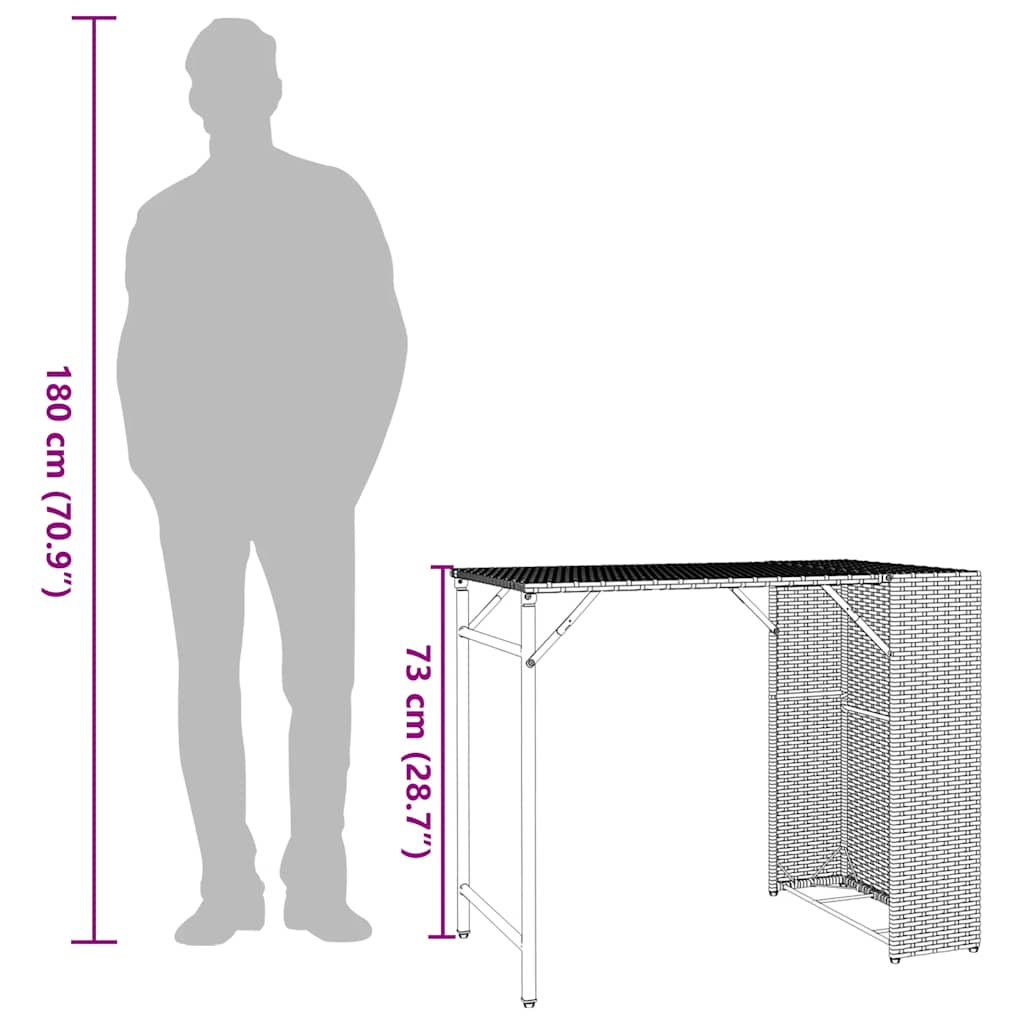 Set Pranzo da Giardino Pieghevole 5 pz Grigio Chiaro Polyrattan | homemem39