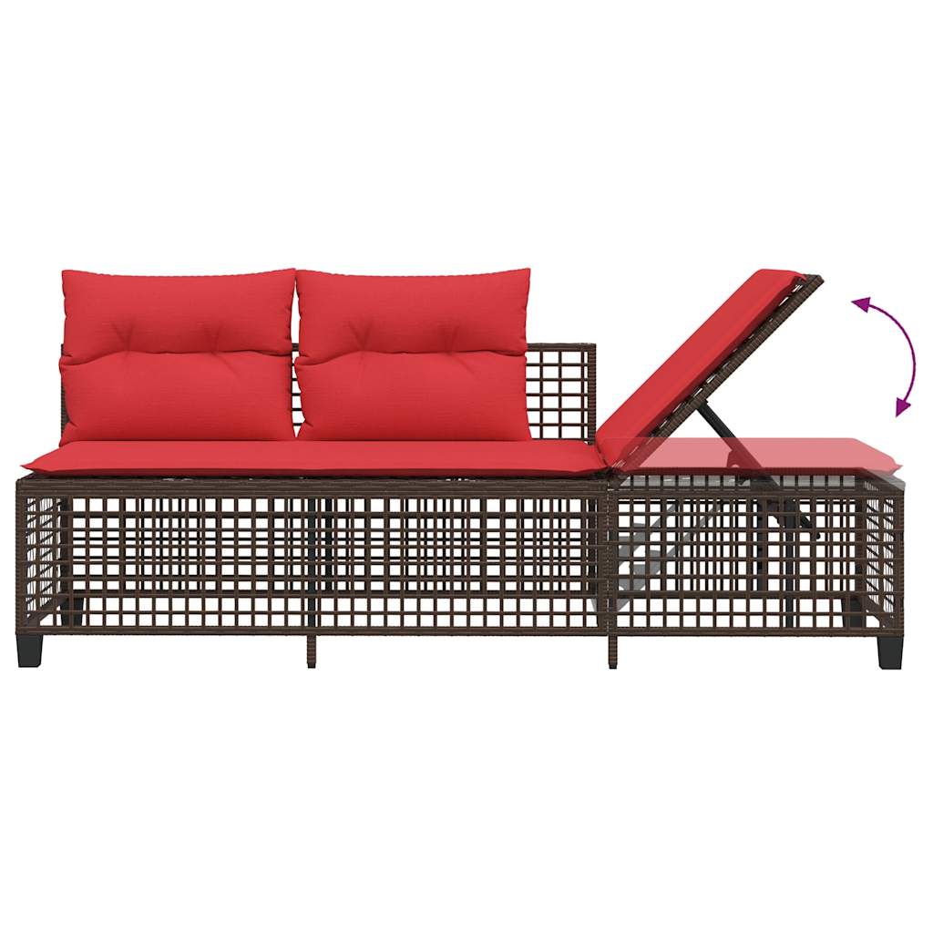 Set divano angolare da giardino a 3 pz con Cuscini in Polyrattan Marrone