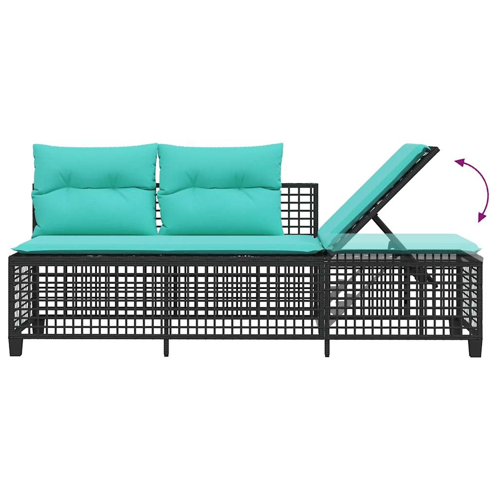Set divano angolare da giardino a 3 pz con Cuscini in Polyrattan Nero
