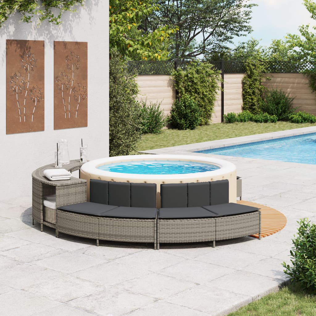 Panche Vasca Idromassaggio con Cuscini 2pz in Polyrattan Grigio | homemem39