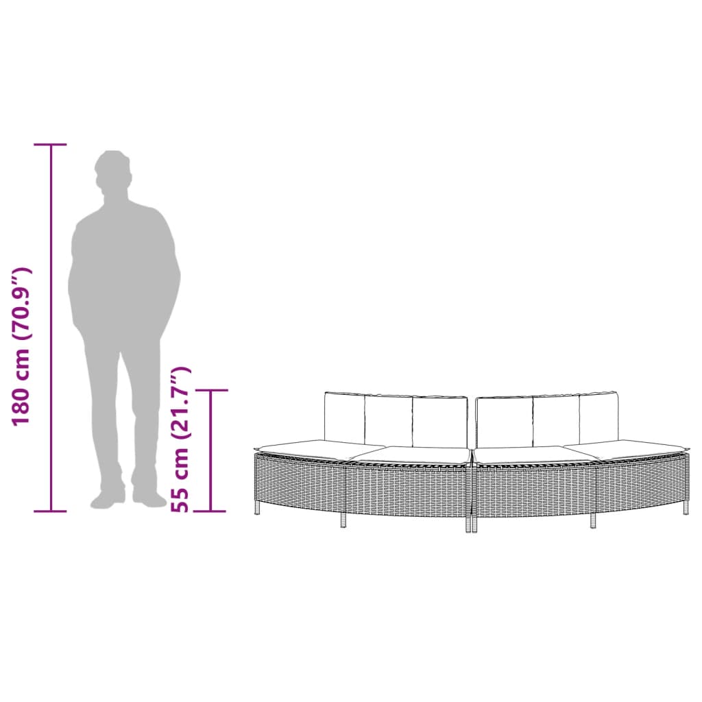 Panche Vasca Idromassaggio con Cuscini 2pz in Polyrattan Grigio - homemem39