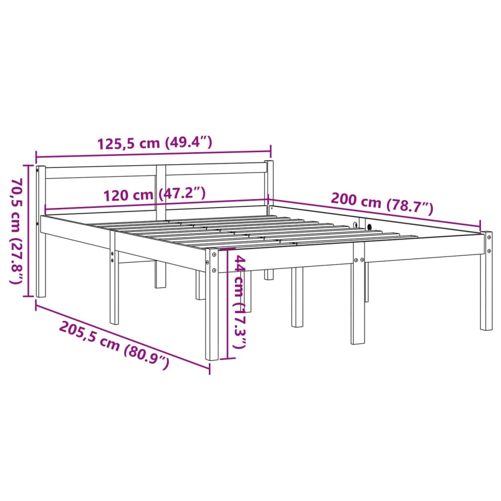 Letto per Anziani Marrone Cera 120x200cm Legno Massello di Pino | homemem39