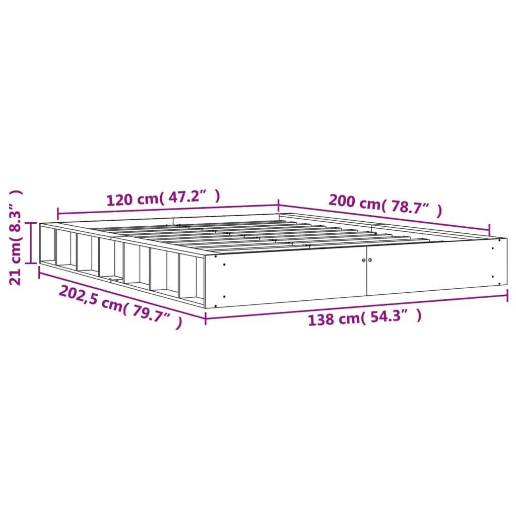 Letto senza Materasso Marrone Cera 120x200 cm in Legno di Pino | homemem39