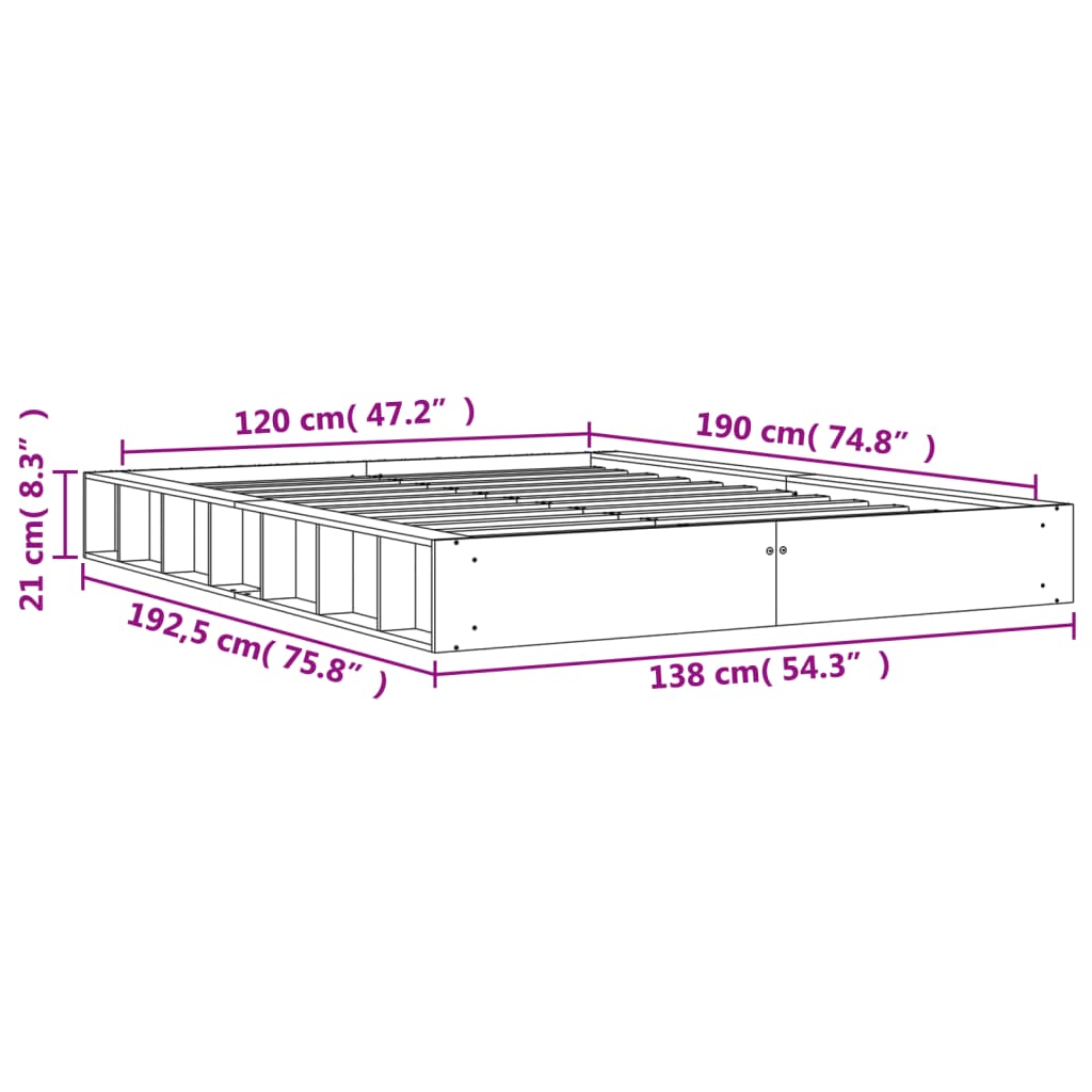 Letto senza Materasso Marrone Cera 120x190 cm in Legno di Pino | homemem39