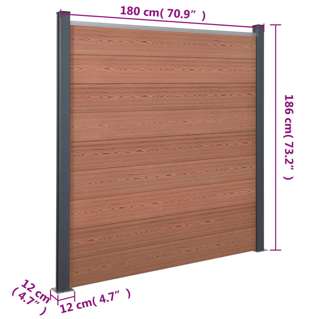 Set Pannello di Recinzione Marrone 180x186 cm in WPC | homemem39