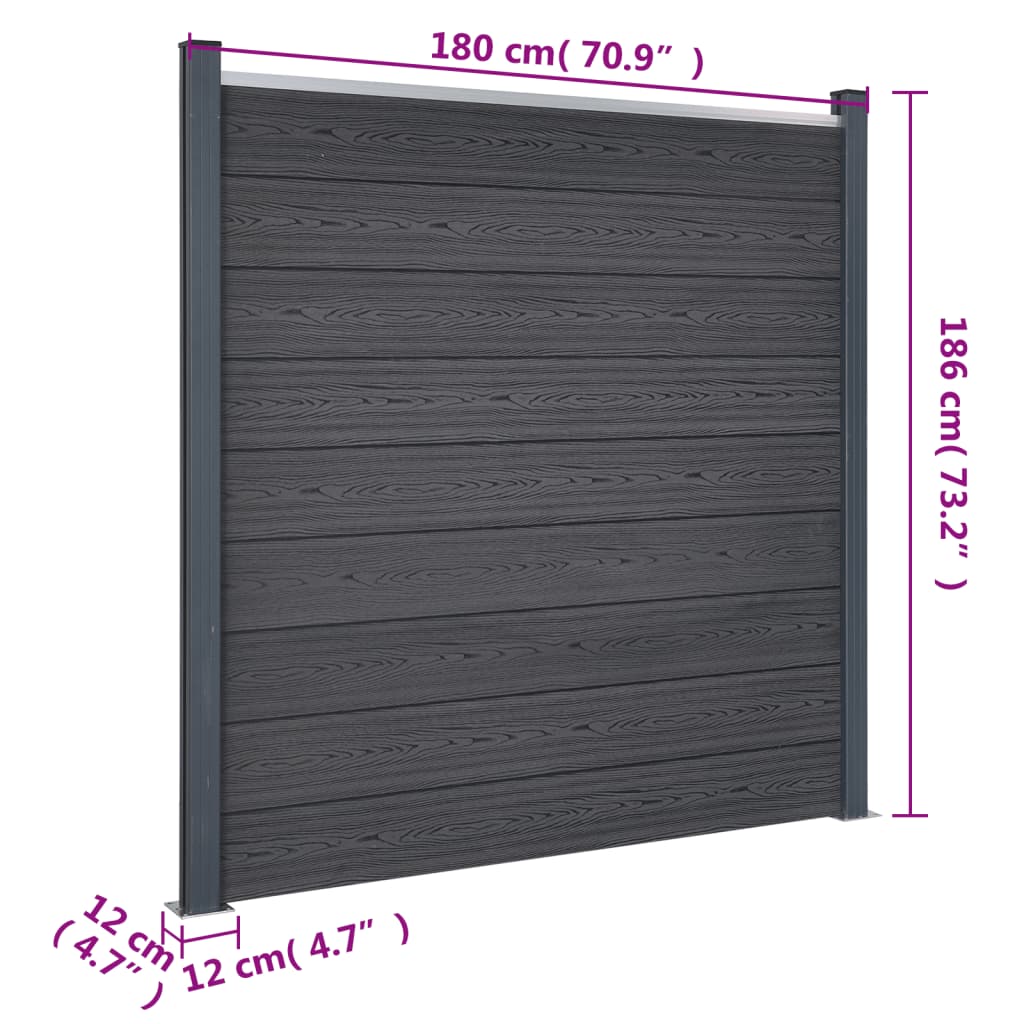 Set Pannello di Recinzione Grigio 180x186 cm in WPC | homemem39