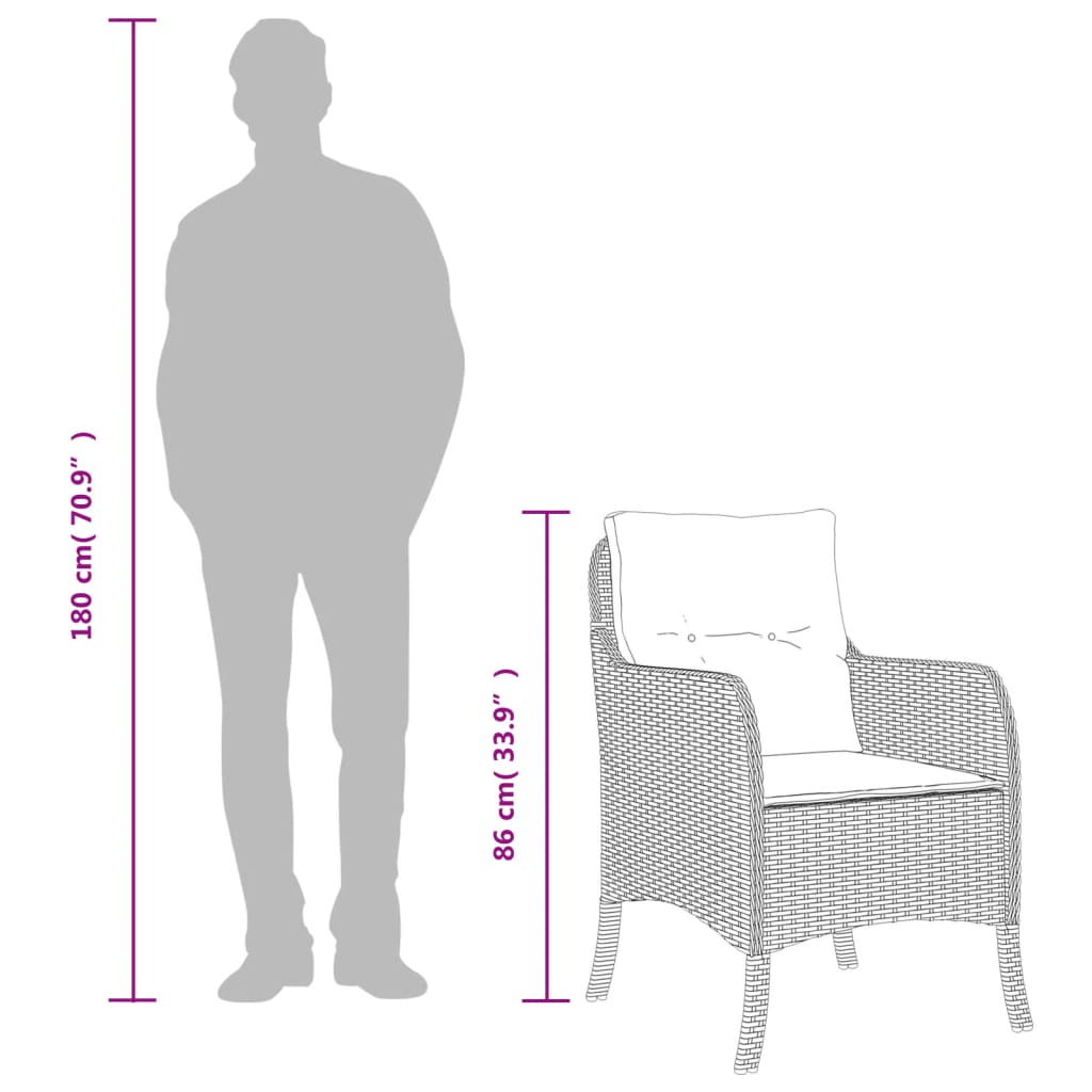 Set da Pranzo da Giardino 7 pz con Cuscini in Polyrattan Grigio - homemem39