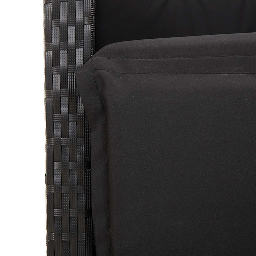 Set da Pranzo da Giardino 7 pz Nero con Cuscini in Polyrattan | homemem39