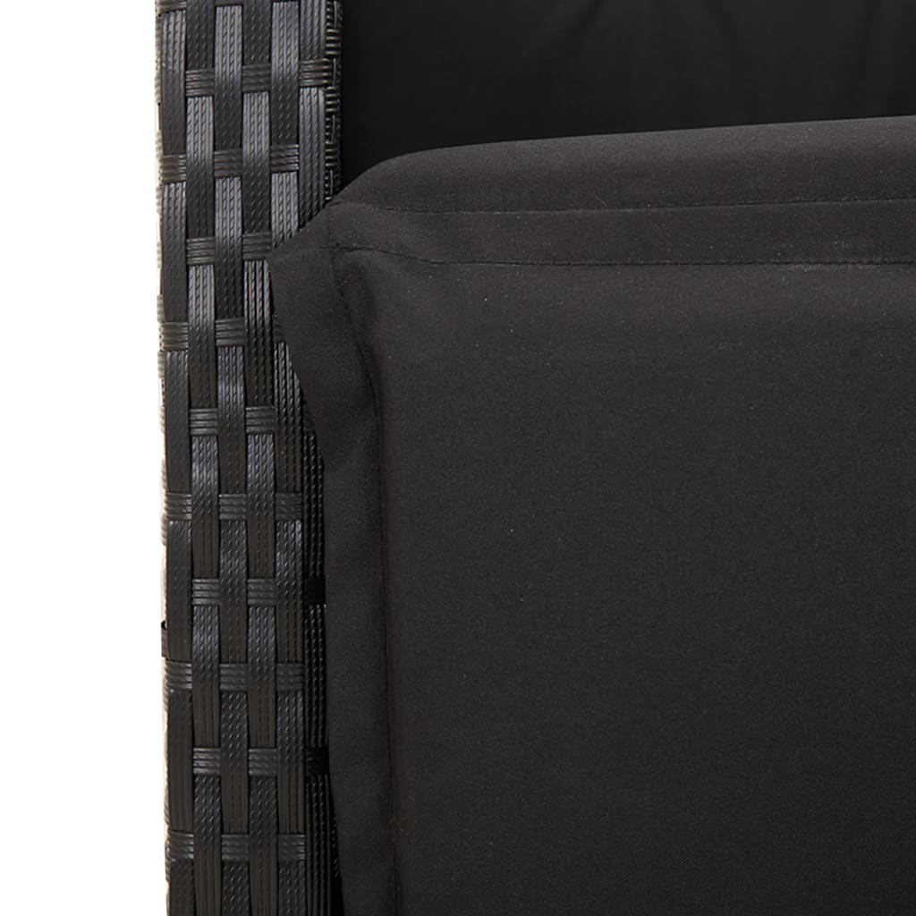 Set da Pranzo da Giardino 5 pz Nero con Cuscini in Polyrattan | homemem39