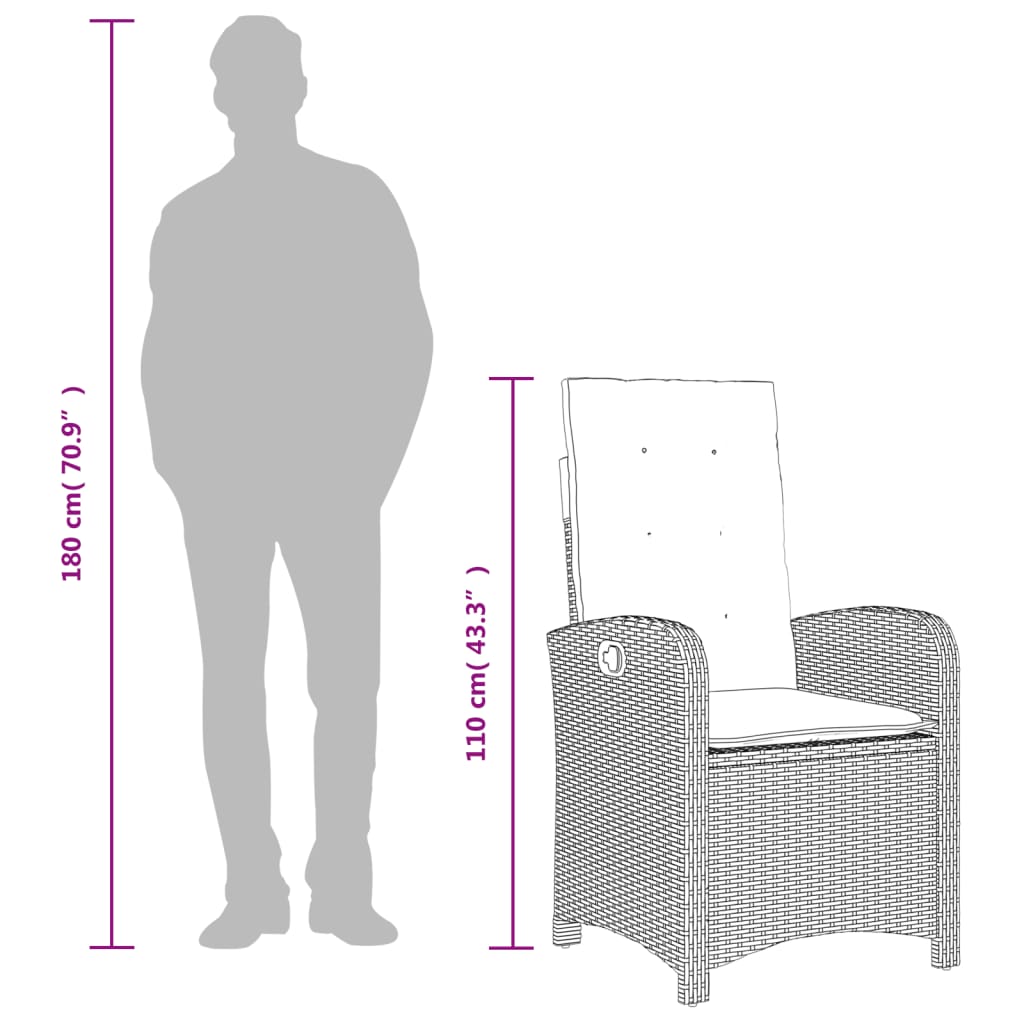 Set Pranzo da Giardino 9 pz con Cuscini Beige Misto Polyrattan | homemem39