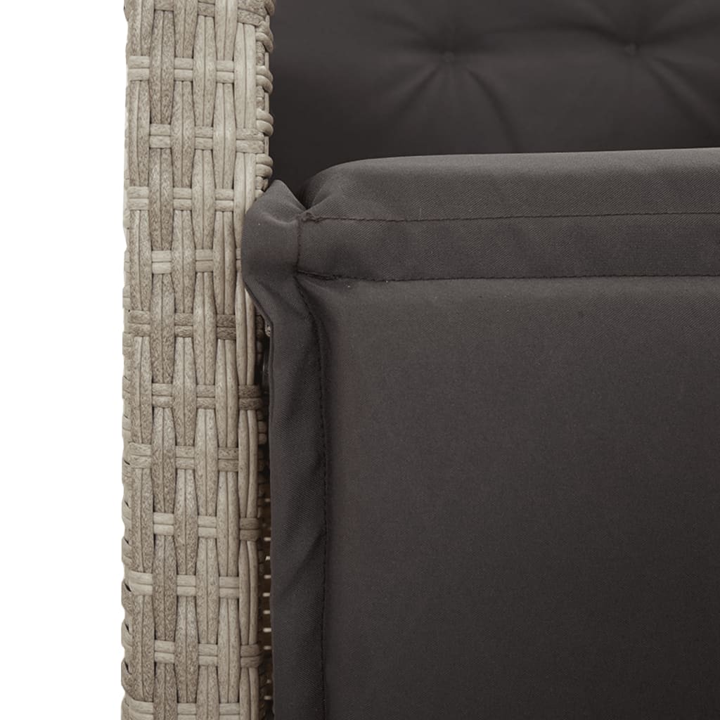 Set Pranzo da Giardino 9pz con Cuscini Grigio Chiaro Polyrattan | homemem39