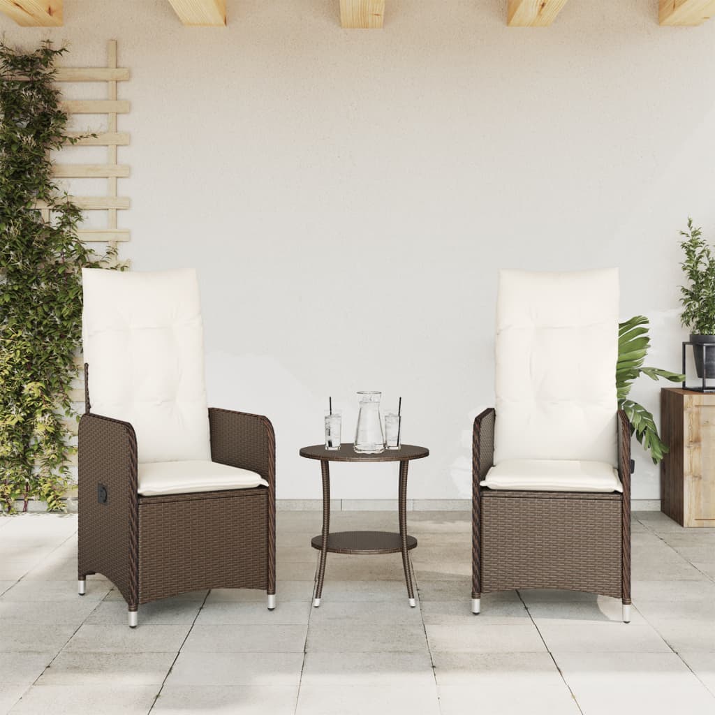 Sedie Reclinabili Giardino 2pz con Cuscini Marrone Polyrattan | homemem39