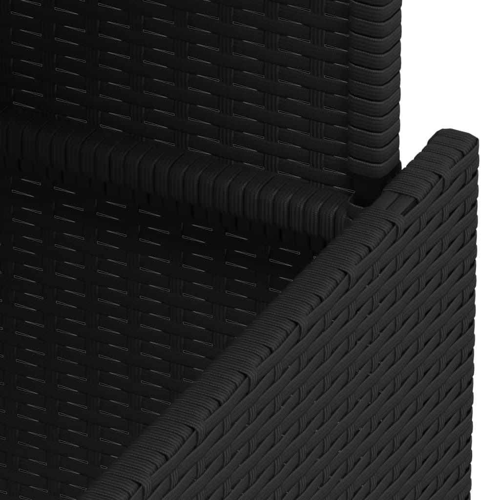 Tavolo da Giardino Piano in Vetro Nero 100x55x73 cm Polyrattan