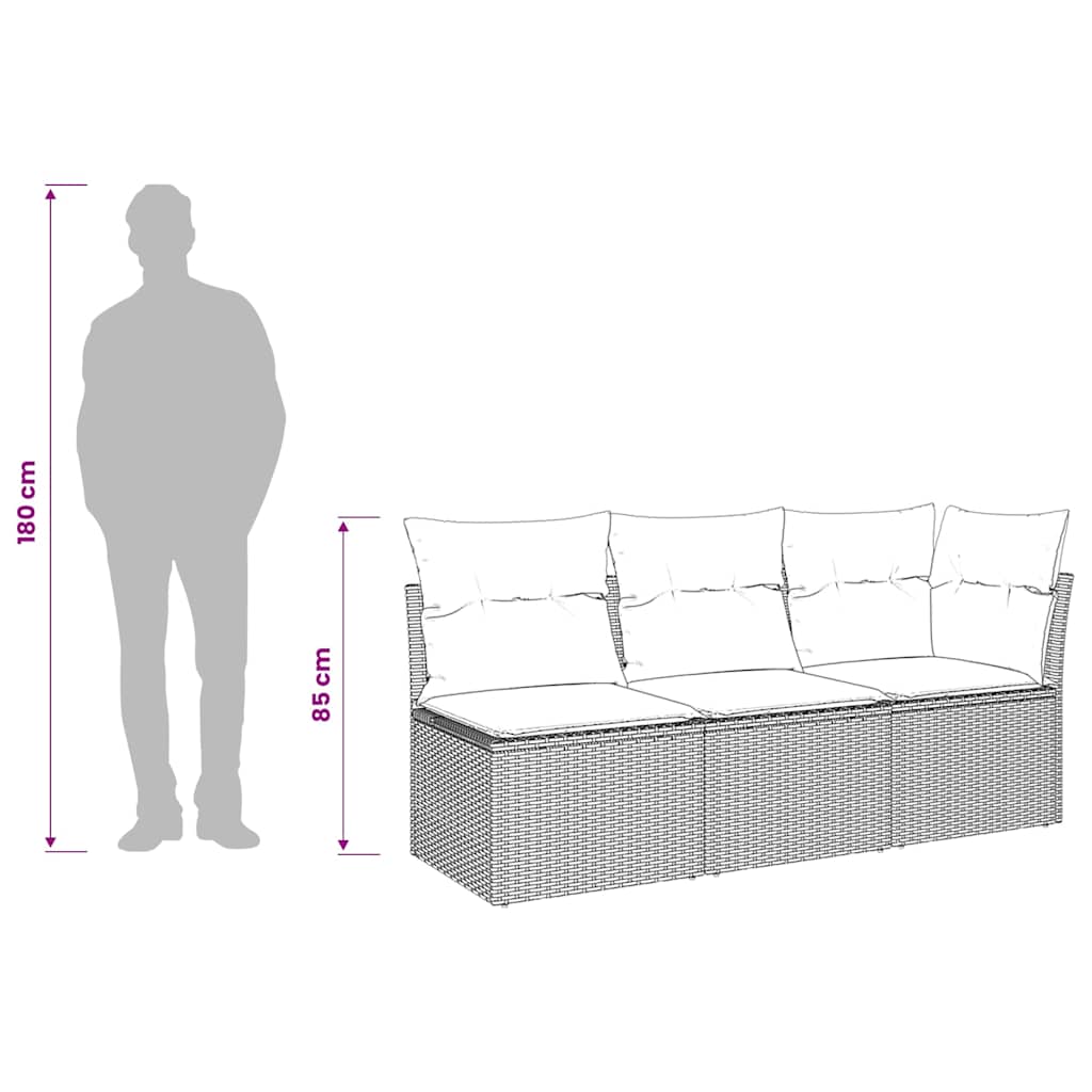 Divano da Giardino con Cuscini a 3 Posti Beige in Polyrattan | homemem39