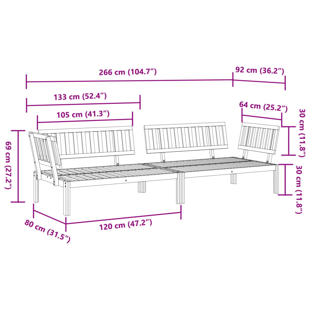 Divani Angolari Pallet da Giardino 2pz Legno Massello di Acacia | homemem39