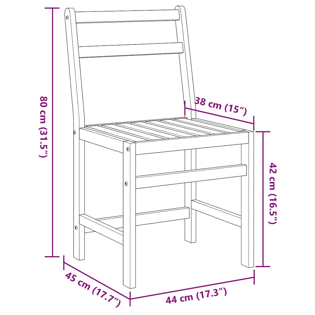 Set da Balcone 3 pz in Legno Massello di Acacia | homemem39