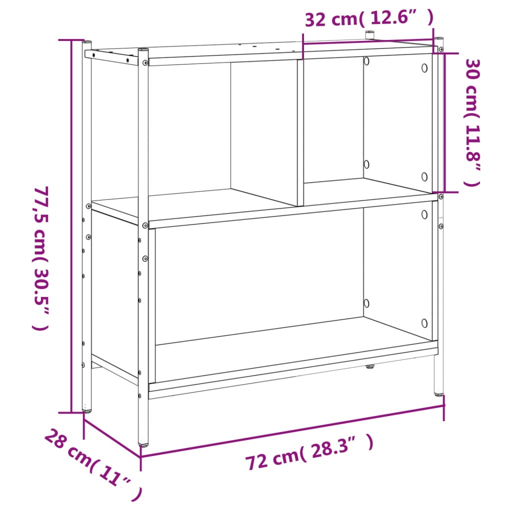 Libreria Rovere Fumo 72x28x77,5 cm in Legno Multistrato | homemem39