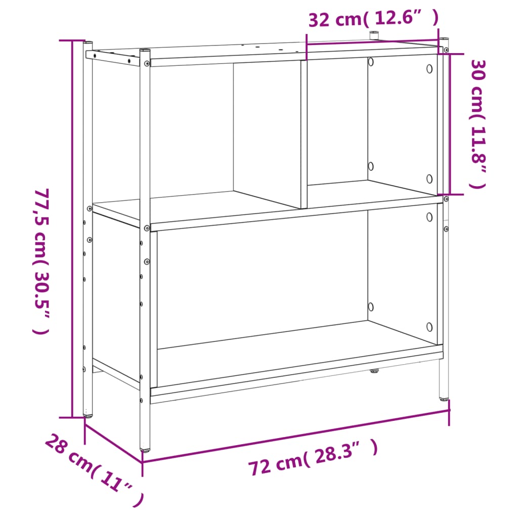 Libreria Grigio Sonoma 72x28x77,5 cm in Legno Multistrato | homemem39