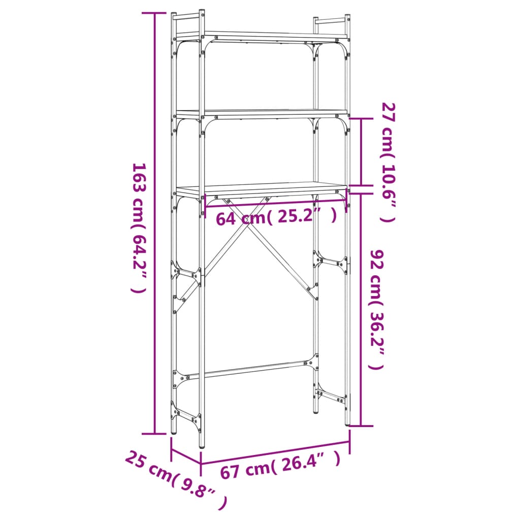 Scaffale per Lavatrice Rovere Sonoma 67x25x163 cm Multistrato | homemem39